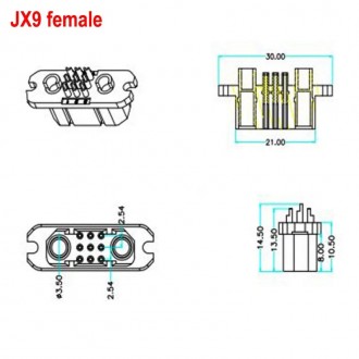 Силовой разъем JX9 VTOL pro комплект с сигнальными 9 контактами для удлинителя с. . фото 6