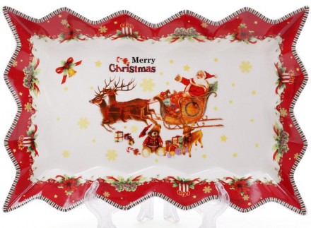 Блюдо сервірувальне фарфорове "З Різдвом!" - яскравий посуд для затишного і весе. . фото 2