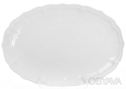 Блюдо овальне з колекції порцелянового столового посуду "White Prince-2". Високо. . фото 1