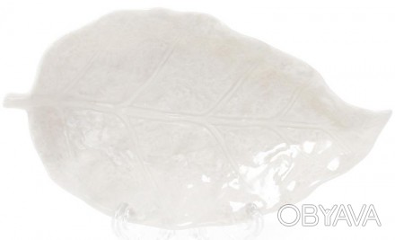 Блюдо фарфорове "Білий лист" з унікальним дизайном - форма, вигини і тиснення, щ. . фото 1