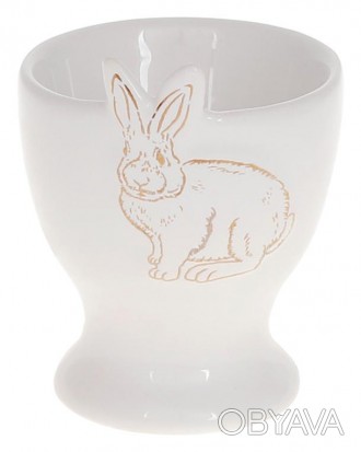 Підставка для яйця "Bunny" декорована малюнком кролика. Колір – білий з зо. . фото 1
