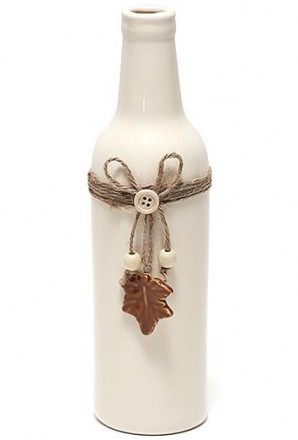Керамічна ваза в стилі Shabby Chic. Біла керамічна ваза у формі пляшки. Шийка ва. . фото 2