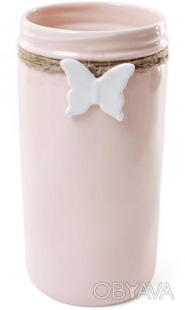 Керамічна ваза з колекції "Flowers Garden" рожевого кольору. Оригінальна настіль. . фото 1