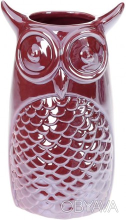 Керамічна ваза "Сова" - перлинного бордового кольору. Настільна ваза. Створює св. . фото 1