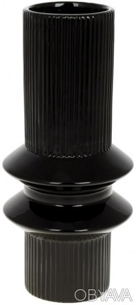 Керамічна ваза колекції "Stone Flower", чорного кольору. Розмір: 12.6х12.6х28см.. . фото 1
