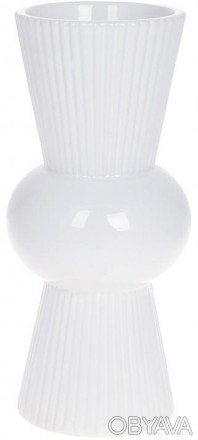 Керамічна ваза колекції "Stone Flower", білого кольору. Розмір: 10х10х22.6см. Ва. . фото 1