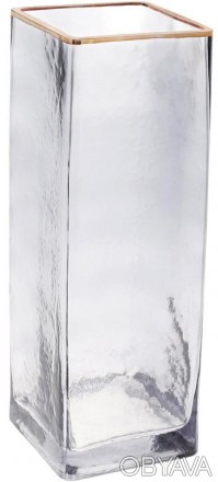 Скляна ваза Ancient Glass "Евіан" для квітів, настільна. Розмір: 30х10см. Сіре с. . фото 1