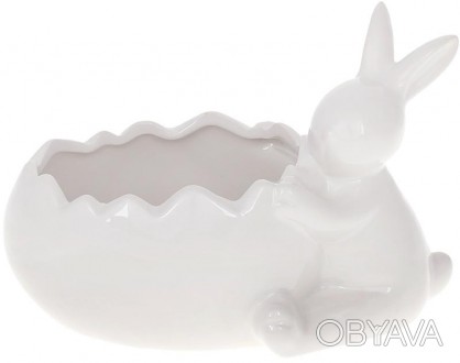 Міні-кашпо "Кролик біля яйця". Матеріал – кераміка. Висота 13см, довжина 1. . фото 1