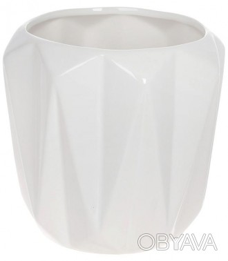 Керамічна ваза колекції "Stone Flower Клара", білий. Настільна ваза. Розмір: 17x. . фото 1