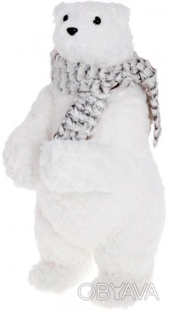 Декоративна іграшка "Білий Ведмедик". Виготовлена з комбінованих матеріалів: тка. . фото 1