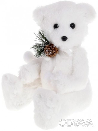 Новорічна декоративна іграшка "Білий Ведмедик". Виготовлена з комбінованих матер. . фото 1