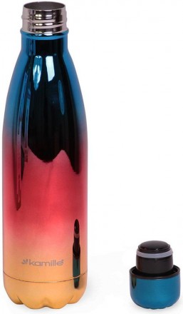 Термос-пляшка Kamille Bottle з кольоровою дзеркальною поверхнею. Градієнтний пер. . фото 4