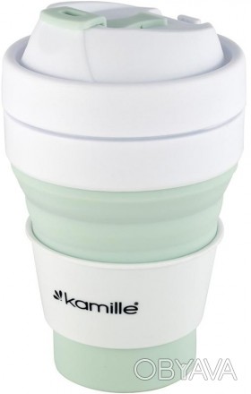 Спортивна складна пляшка Kamille для води, об'єм 350мл. Матеріал корпусу - силік. . фото 1