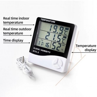Цифровой датчик температуры и влажности будильник 5 в 1. HTC-2 модель.
Работает . . фото 10