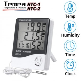 Цифровой датчик температуры и влажности будильник 5 в 1. HTC-2 модель.
Работает . . фото 2