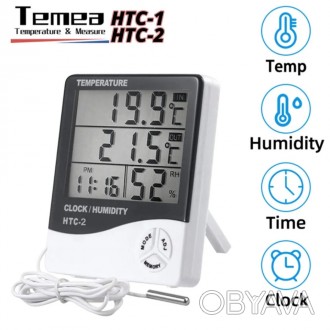 Цифровой датчик температуры и влажности будильник 5 в 1. HTC-2 модель.
Работает . . фото 1