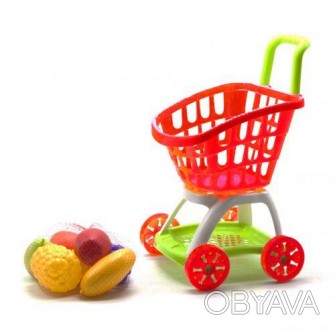 Яркая продуктовая тележка на колёсиках, в которой можно перевозить игрушки, а та. . фото 1