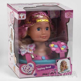 ![CDATA[Лялька-Голова, Манекен для зачісок та макіяжу, світловий ефект, з аксесу. . фото 1