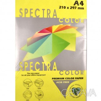 Бумага цветная SPECTRA А4, 250 листов, плотность 160г/м2, цвет - желтый. Предназ. . фото 1