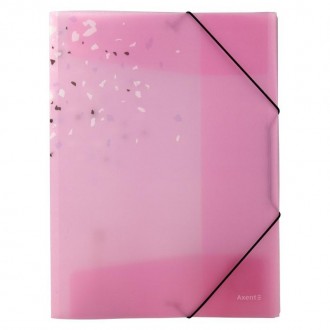 Папка на резинках, А4+, Shine, розовая. Материал пластик с блестками +резинки.. . фото 2