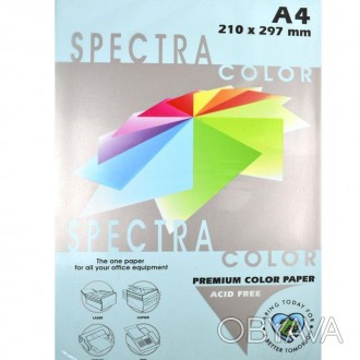 Бумага цветная SPECTRA А4, 250 листов, плотность 160г/м2, цвет - голубой. Предна. . фото 1