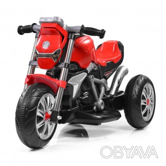 ![CDATA[Мотоцикл 1 мотор 25W, акум.6V5A, 3 колеса, MP3, USB, SD, муз., cвітло, ч. . фото 1
