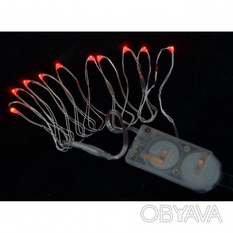 ![CDATA[Электрогирлянда Yes! Fun LED-нить, 10 ламп, красная, 1,10 м., 1 реж.мига. . фото 1