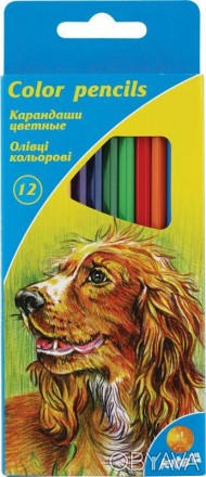 Цветные шестигранные карандаши Kite в картонной упаковке. Карандашей в наборе 12. . фото 1