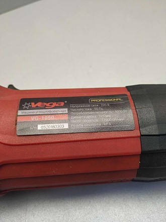 Машина углошлифовальная Vega Professional VG-1050
Диаметр диска, мм 125
Напряжен. . фото 3