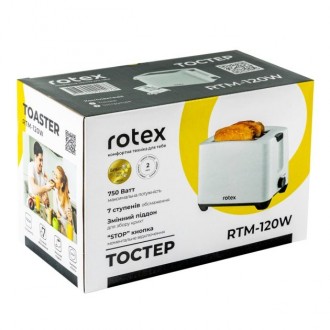 Тостер Rotex Тостер Rotex оснащен двумя классическими отделениями под тосты и им. . фото 5