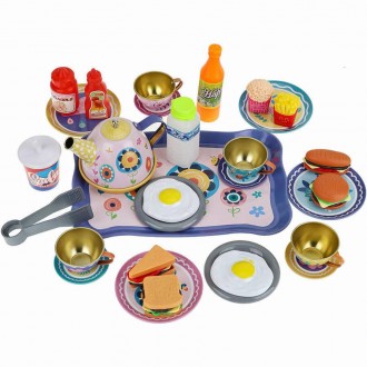 Игровой набор металлической посуды с продуктами в чемодане "Цветы" арт. 86-19 SE. . фото 3