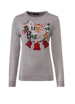 Пуловер новорічний сірий для жінок S з довгими рукавами з нової колекції. Стильн. . фото 3