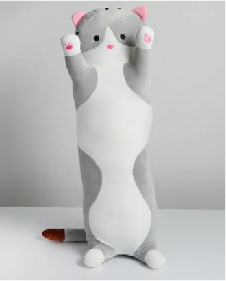
М'яка плюшева іграшка-обіймашка Кіт Батон 50 см, м'яка іграшка подушка, колір с. . фото 2