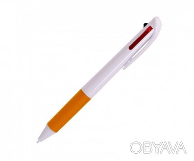 Ручка кулькова багатофункціональна 3 в1 Troya з білим корпусом, м'якою силіконов. . фото 1