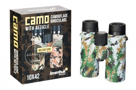 Бинокль с дальномерной сеткой Levenhuk Camo Dots 10x42
 
Водозащищенный. С углом. . фото 7