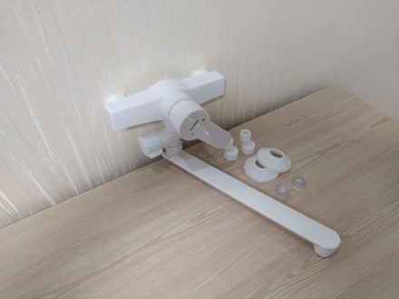 Змішувач для ванни з довгим виливом із термопластичного пластику SW Oscar-006 Wh. . фото 8
