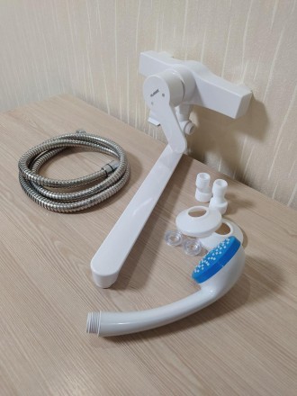 Змішувач для ванни з довгим виливом із термопластичного пластику SW Oscar-006 Wh. . фото 10