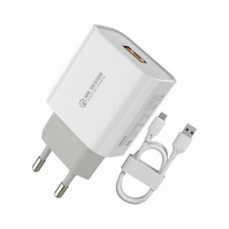Мережевий зарядний пристрій кабель USB-Type-C WK WP-U57-White 18 Вт білий. Київ. фото 1 Мережевий зарядний пристрій кабель USB-Type-C WK WP-U57-White 18 Вт білий. Київ. фото 1