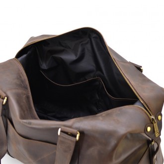 Кожаная дорожная спортивная сумка тревел TARWA RC-0320-4lx коричневая с удлиненн. . фото 9