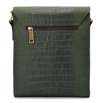 Кожаная сумка через плечо RepE-3027-4lx бренда TARWA зеленый цвет рептилия с кла. . фото 5