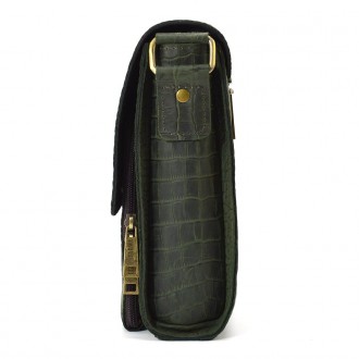 Кожаная сумка через плечо RepE-3027-4lx бренда TARWA зеленый цвет рептилия с кла. . фото 6