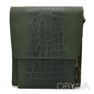 Кожаная сумка через плечо RepE-3027-4lx бренда TARWA зеленый цвет рептилия с кла. . фото 1