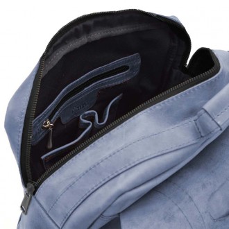 Сумка рюкзак для ноутбука из лошадиной кожи TARWA RK-3420-3md синяя. Закрывается. . фото 6