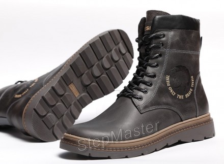 Черевики шкіряні Diesel Cassidy Combat Grey Marble
Оригінальна нова модель молод. . фото 5