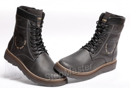 Черевики шкіряні Diesel Cassidy Combat Grey Marble
Оригінальна нова модель молод. . фото 7