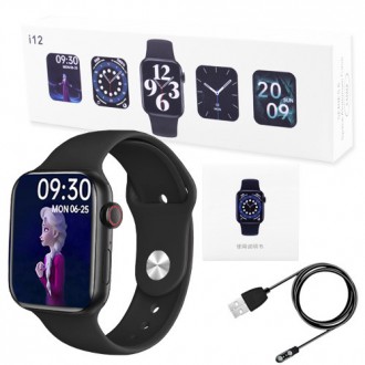 Smart Watch i12, Aluminium, Viber, голосовий виклик, black. . фото 3