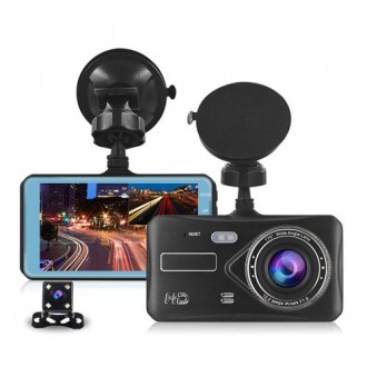 Автомобильный видеорегистратор T672, LCD 4", TOUCH SCREEN, 2 камеры, 1080P Full . . фото 5