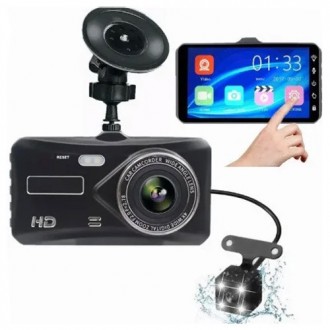 Автомобильный видеорегистратор T672, LCD 4", TOUCH SCREEN, 2 камеры, 1080P Full . . фото 2