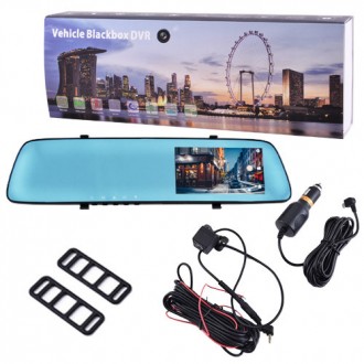 Автомобильный видеорегистратор-зеркало L-9003, LCD 4.3", TOUCH SCREEN, 2 камеры,. . фото 3