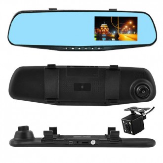 Автомобильный видеорегистратор-зеркало L-9004, LCD 3.5'', 2 камеры, 1080P Full H. . фото 3